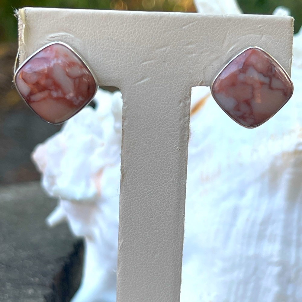 Jay King Rhodochrosite sterling silver stud earrings
